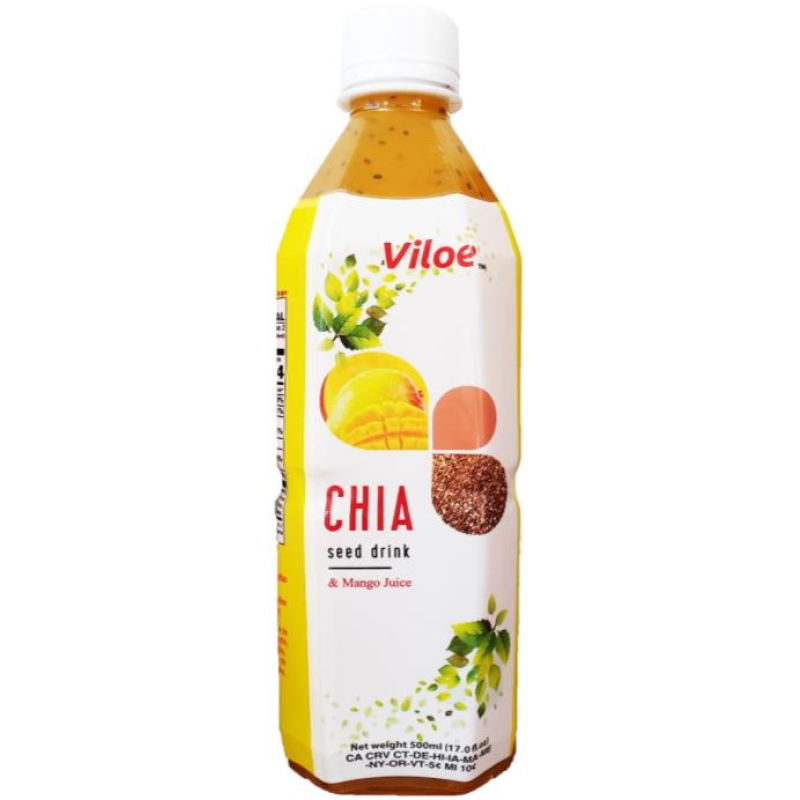 Natural Fruit Flavor Mango Taste Chia Seed Drink 500ml Plastic Bottle OEM Factory Price Well-Sold Beverage From Vietnam