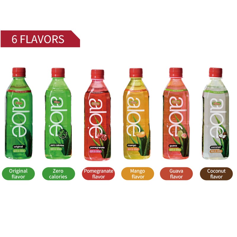 Viloe 10% Plant Base Aloe Juice Drink Pomegranate Mango Guava Flavored Colored Sweet Pineapple Taste Bottle Blended Sugar