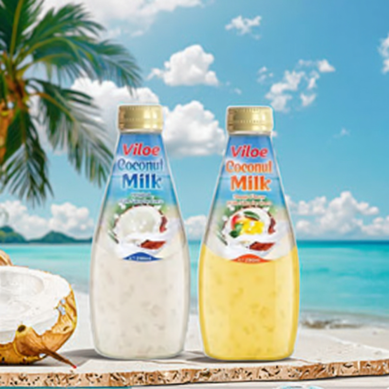 Viloe Brand Healthy Drink Coconut Milk with Melon Flavor Concentrate and Sweet Bottle Size 290ml. Beverage Made in VIETNAM