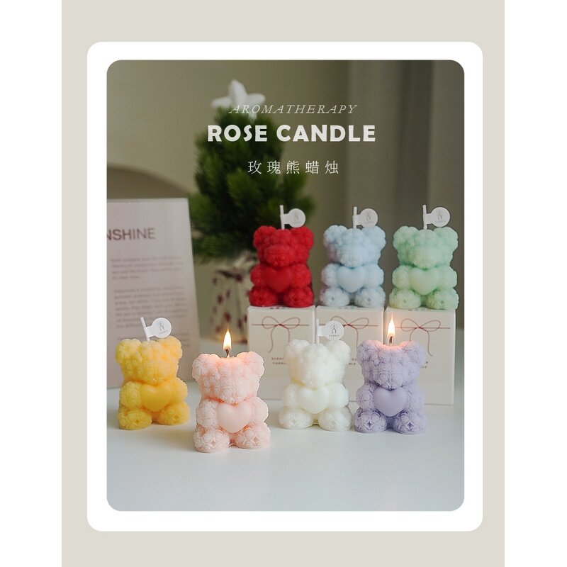 Teddy Bear Soy Candle Factory - Handmade Rose Novelty Scented Christmas