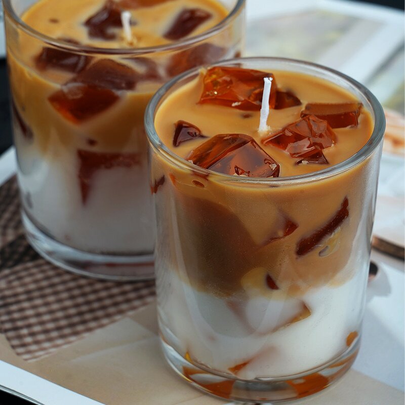 Jelly Wax Candles Factory - Wholesale Iced Cube Coffee Latte Drink Shape