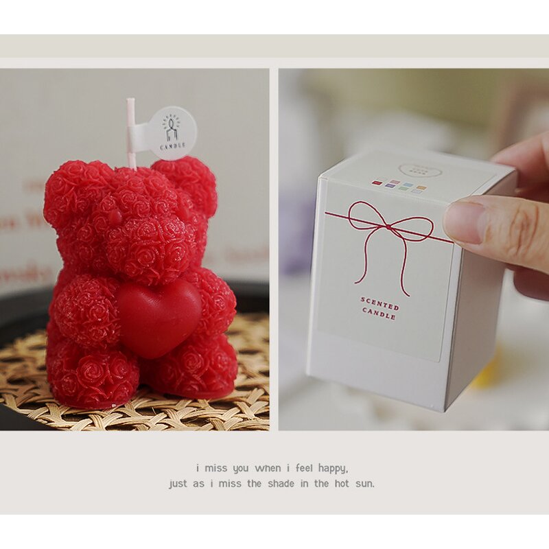 Teddy Bear Soy Candle Factory - Handmade Rose Novelty Scented Christmas