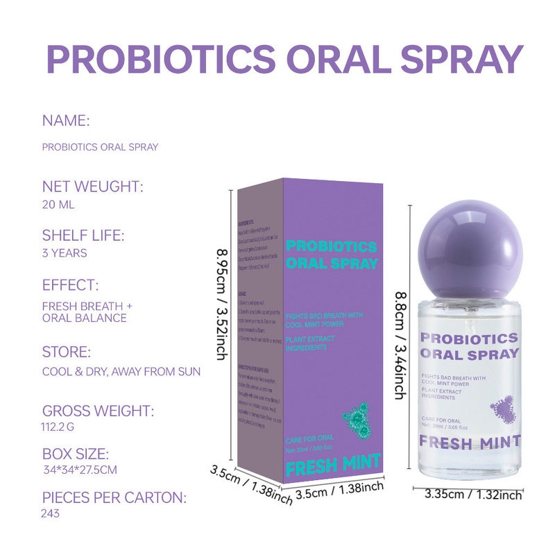 Probiotic Oral Spray Factory - 20ml Breath Freshener Neutral Packaging