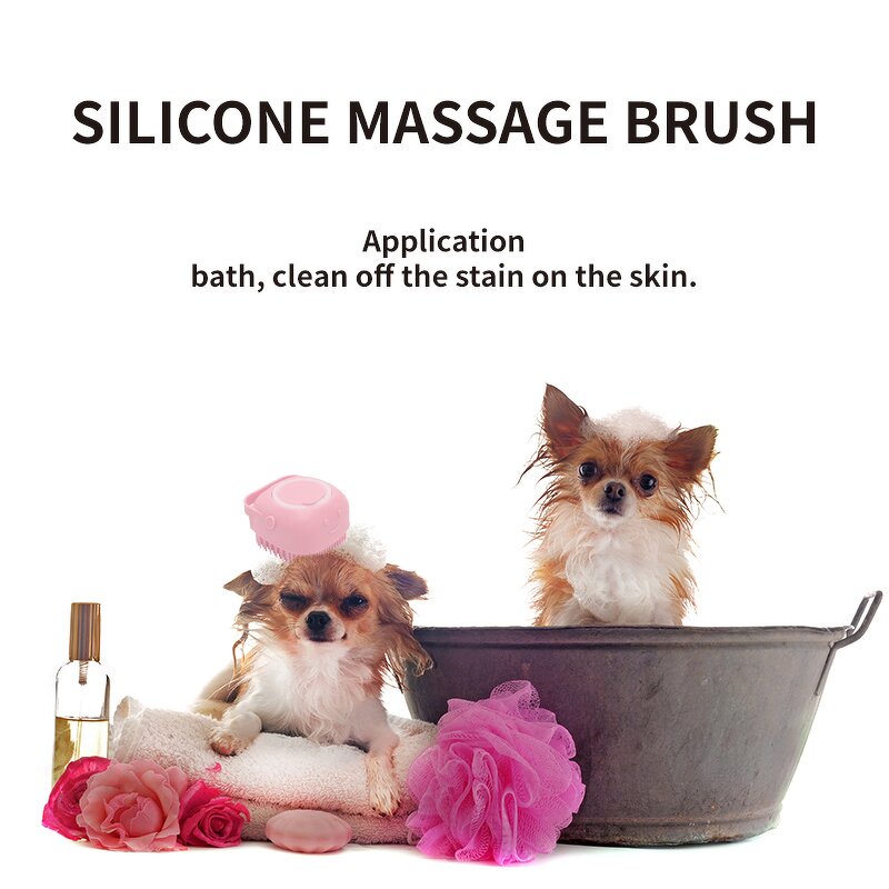 Pet Bath Brush Supplier - with Soap Shampoo Dispenser Soft Silicone Bristle