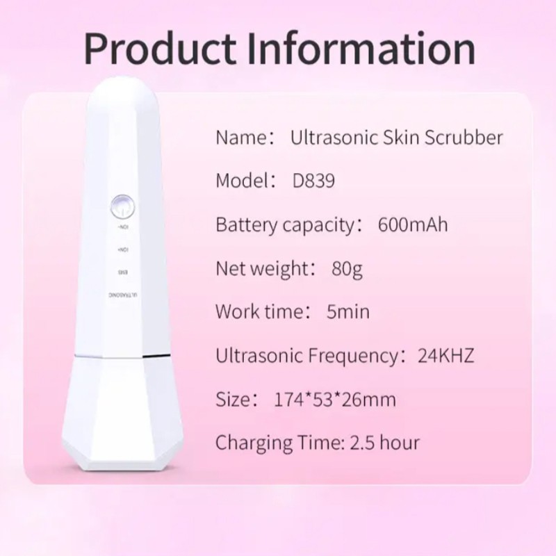 Vibration Cleaner Ultrasnica Peeling Pores Dirt Spatula Facial Skin Scraper Stainless Steel Scrubber