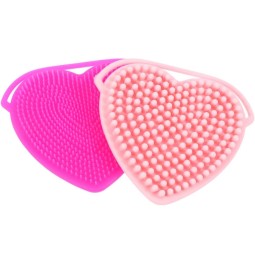 Household Double Sided Exfoliating Design Heart Shaped Silicone Makeup Scrubber Small Size Manual Lady Cleaning Brush