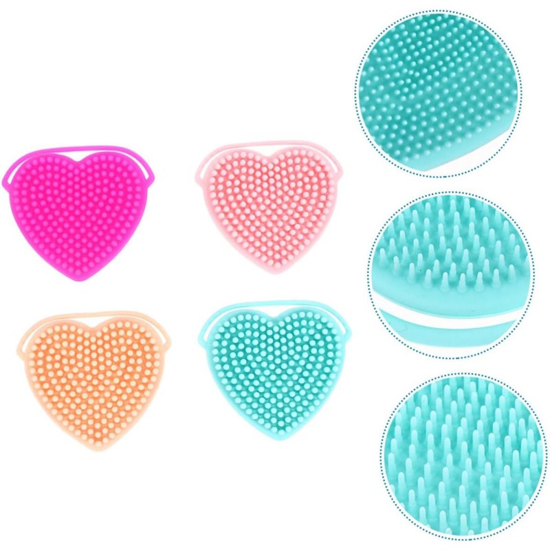 Cute Heart-shaped Double-sided Silicone Facial Cleansing Brush Facial Wash Brush Facial Shower Facial Exfoliating Scrubber