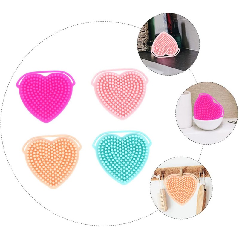Cute Heart-shaped Double-sided Silicone Facial Cleansing Brush Facial Wash Brush Facial Shower Facial Exfoliating Scrubber