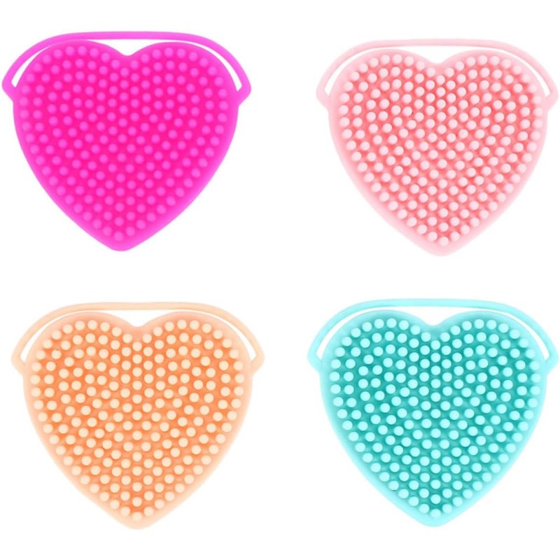 Household Double Sided Exfoliating Design Heart Shaped Silicone Makeup Scrubber Small Size Manual Lady Cleaning Brush
