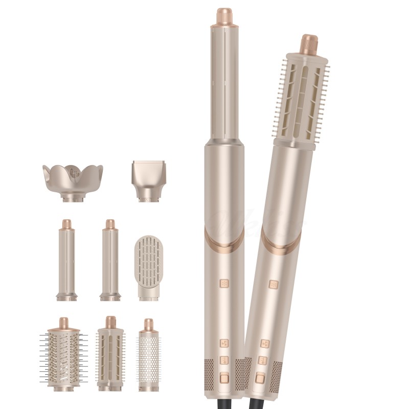 8 1 High-Speed DC Hair Dryer AC Motor Salon Quality Multi-Function Folding Hot Air Comb Temperature Display LCD Ceramic