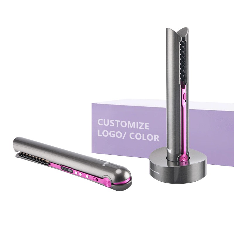 2-in-1 Rechargeable Personalized Hair Straightener/Curler Portable Wireless Electric Hair Styler for Household Use