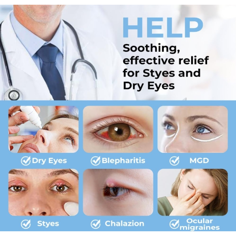 Mask for Dry Eyes,Warm Eye Compress with Dry Eye Syndrome,Chalazion Blepharitis Stye Eye Treatment, Steam Moist to Unclog Glands