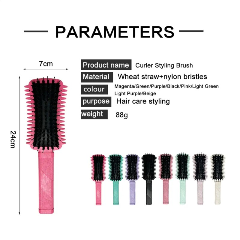 Curly Hair Roll Brush Detangling Curl Defining Bristle Curly Hair Comb Styling Tools Hair Brush for Women