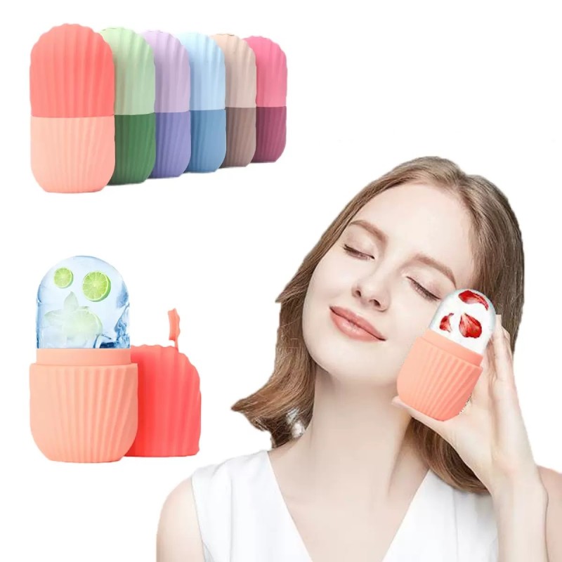 Wholesale Beauty Face Ice Holder Face Ice Cube Mold Massager Silicone Facial Massage Ice Roller for Face