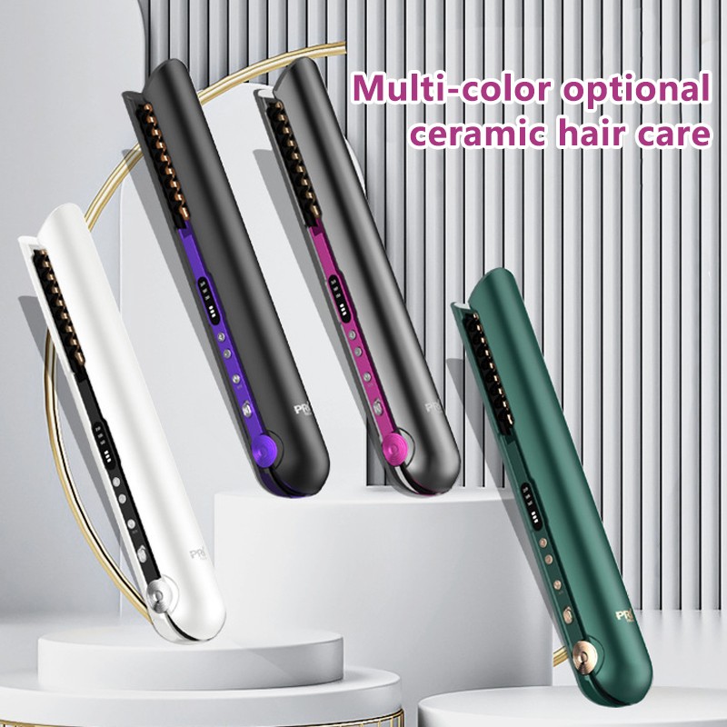 2-in-1 Rechargeable Personalized Hair Straightener/Curler Portable Wireless Electric Hair Styler for Household Use