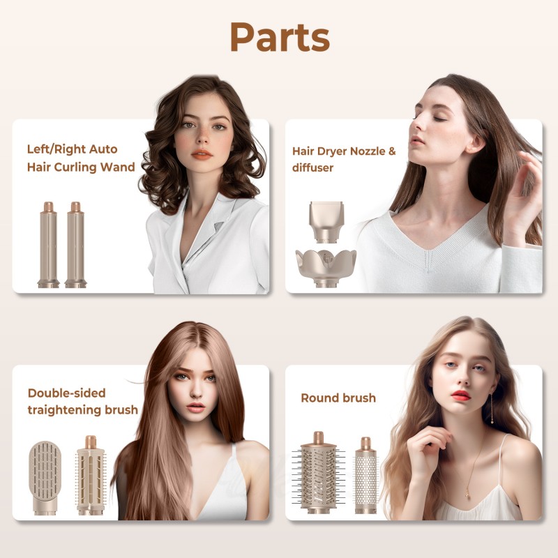 High Quality 8 in 1 DC Motor Hair Dryer 11000rpm High Speed Multi-Function Folding Hot Air Comb Electric LCD Temperature Display