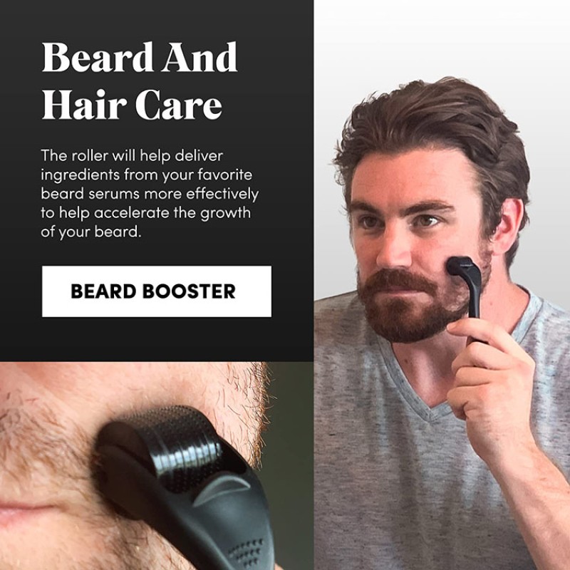 Beard Growth Kit Medical Grade Roller Derma Roller Set 540Needles Matte Black Micros Derma Roller for Hair Regrowth