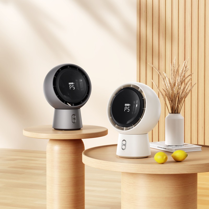 Smart 5-Speed Rechargeable Portable Table Fan English Remote Control Plastic Desktop Office Household Battery Five Wind Speeds