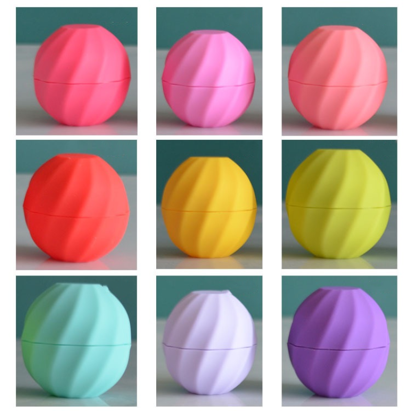 Custom logo Round Cosmetic Lip Balm Tube Ball Containers Egg Shape Empty Lip Balm Container