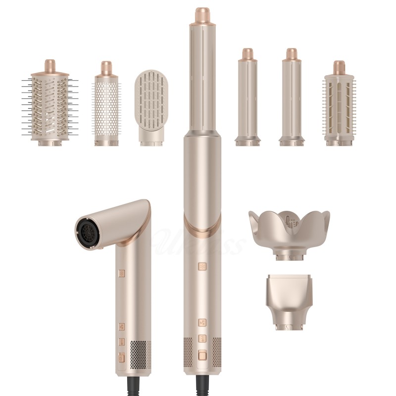 High Quality 8 in 1 DC Motor Hair Dryer 11000rpm High Speed Multi-Function Folding Hot Air Comb Electric LCD Temperature Display