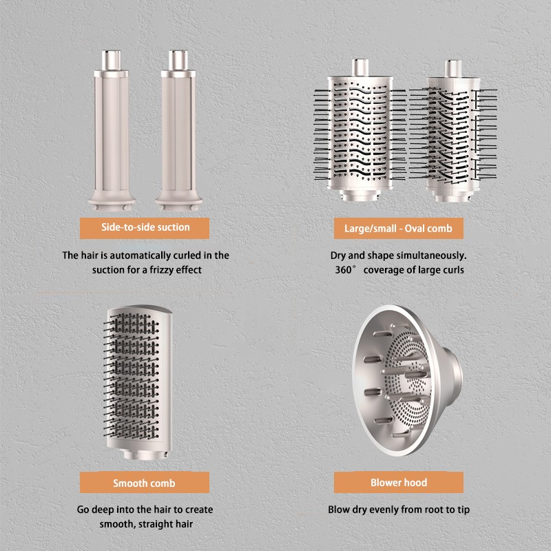 8 1 110000 RPM Bldc Motor Hair Dryer Hot Air Brush LCD Temperature Display PTC Rotating Blow Dryer for Household Hotel Use