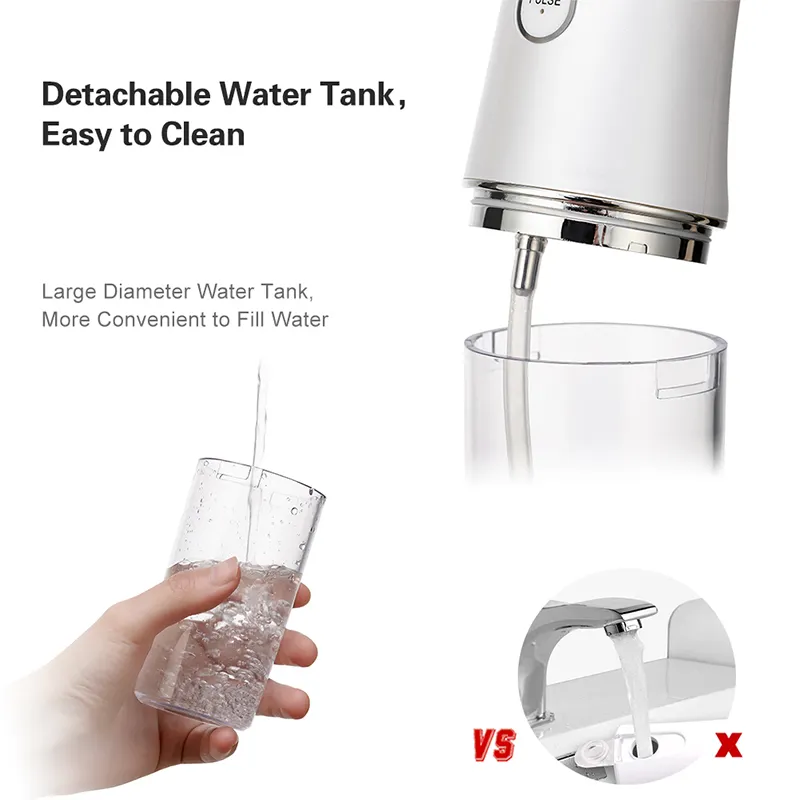 Pressure Adjustment Water Flosser Rechargeable Cordless Water Cleaner for Teeth Compact Portable Oral Irrigator
