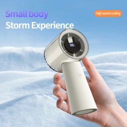 High Speed 3000mAh Turbo Jet Led Display Air Cooling Portable Desktop Little Small Mini Hand Held Usb Rechargeable Fan
