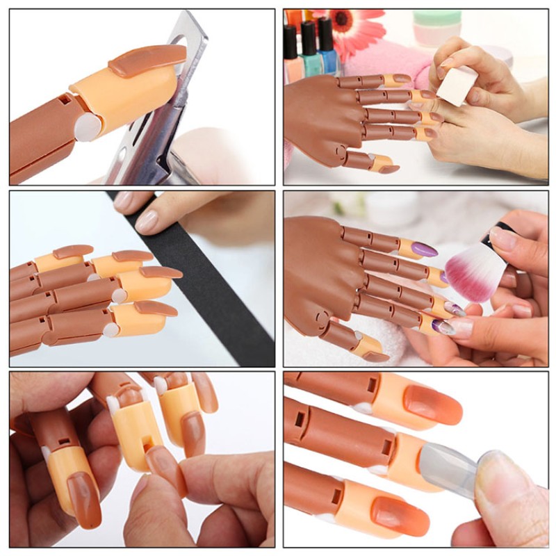 Nail Mannequin Training Practice Hand with 100pcs Coffin Nail Tips for Acrylic Nails Beauty Training