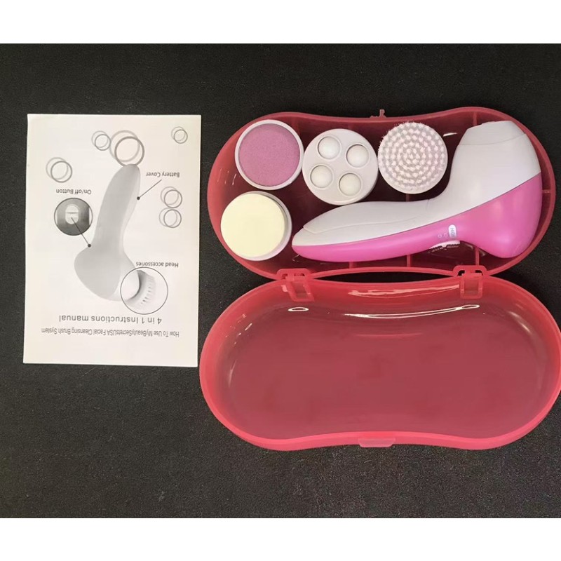 Manufacture 4 in 1 Face Exfoliating Facial Cleaner High Effetioncy Scrub Pore Cleaner Rotating Sonic Facial Cleansing Brush