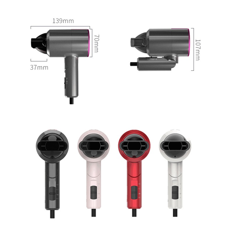 Professional 1000W Salon Hair Dryer High-Speed Electric Blower with Foldable Feature Household Hand Blow Dryer with Negative Ion