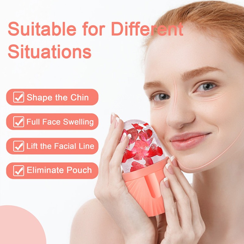Wholesale Beauty Face Ice Holder Face Ice Cube Mold Massager Silicone Facial Massage Ice Roller for Face