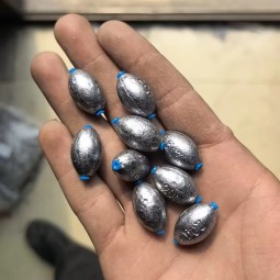 Cast Iron Fishing Sinker Manufacturer - 10G-100G Olive Shaped with Plastic Tube