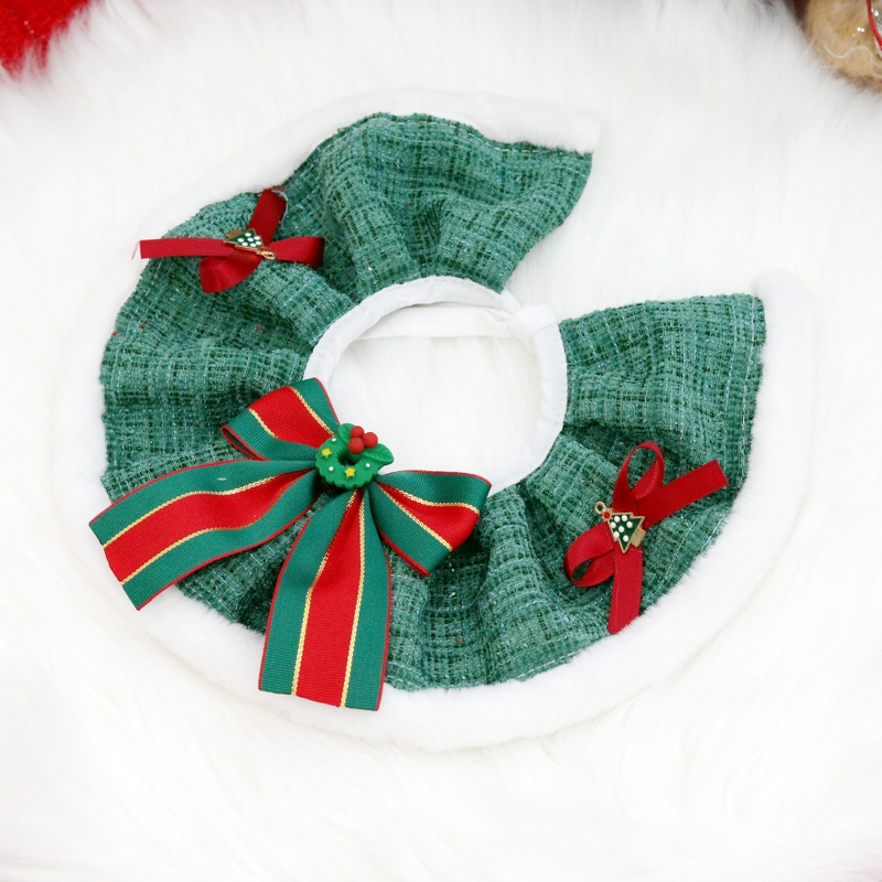 Christmas Pet Set Manufacturer - 2025 Luxury Velvet Collar Santa Hat Bib