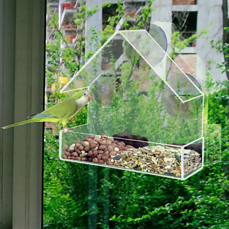 Window Bird Feeder Manufacturer - 3 Strong Suction Cups Acrylic Transparent Plastic
