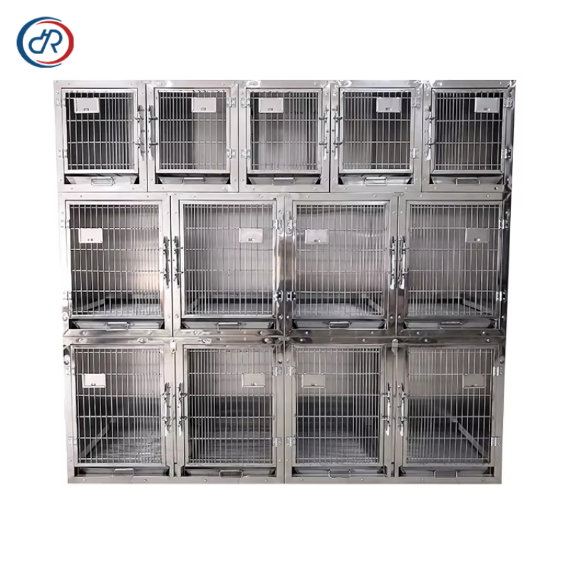 Stainless Steel Veterinary Cage Manufacturer - DRH Wholesale Three-Storey Thirteen Compartments