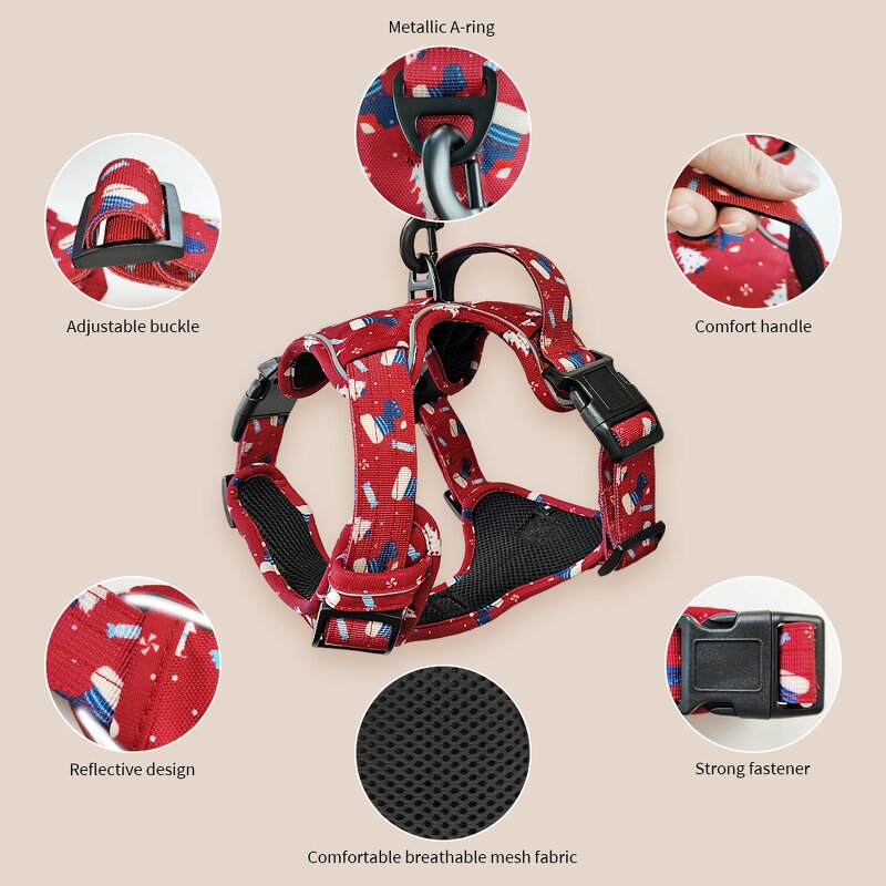 Christmas Dog Harness Set Manufacturer - OKKPETS Custom No Pull Collar Leash