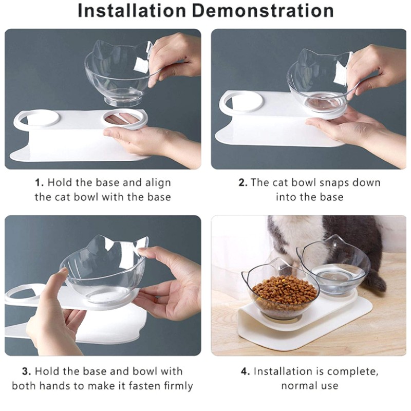 Elevated Cat Food Bowl Manufacturer - Eco Friendly 15 Degree Tilted Neck Protection