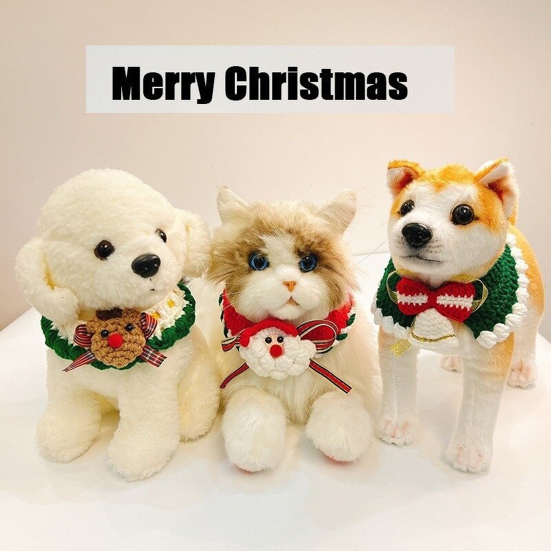 Santa Reindeer Dog Scarf Manufacturer - 2025 Knit Yarn with 3D Decor Adjustable