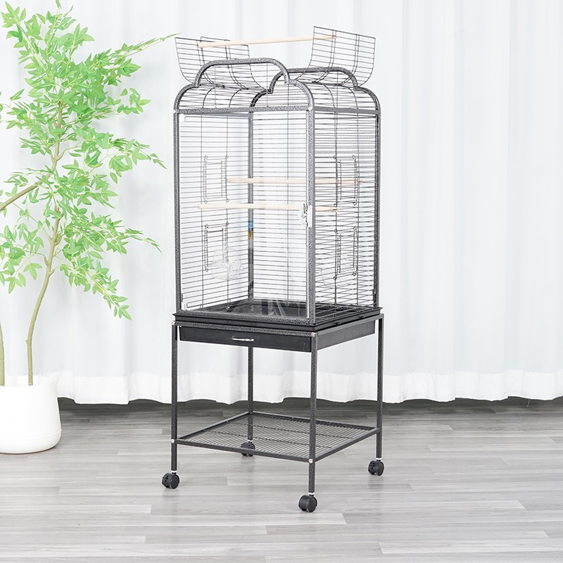 Large Parrot Cage Manufacturer - OKKPETS Manufacturer Black Metal Iron 4 Wheels