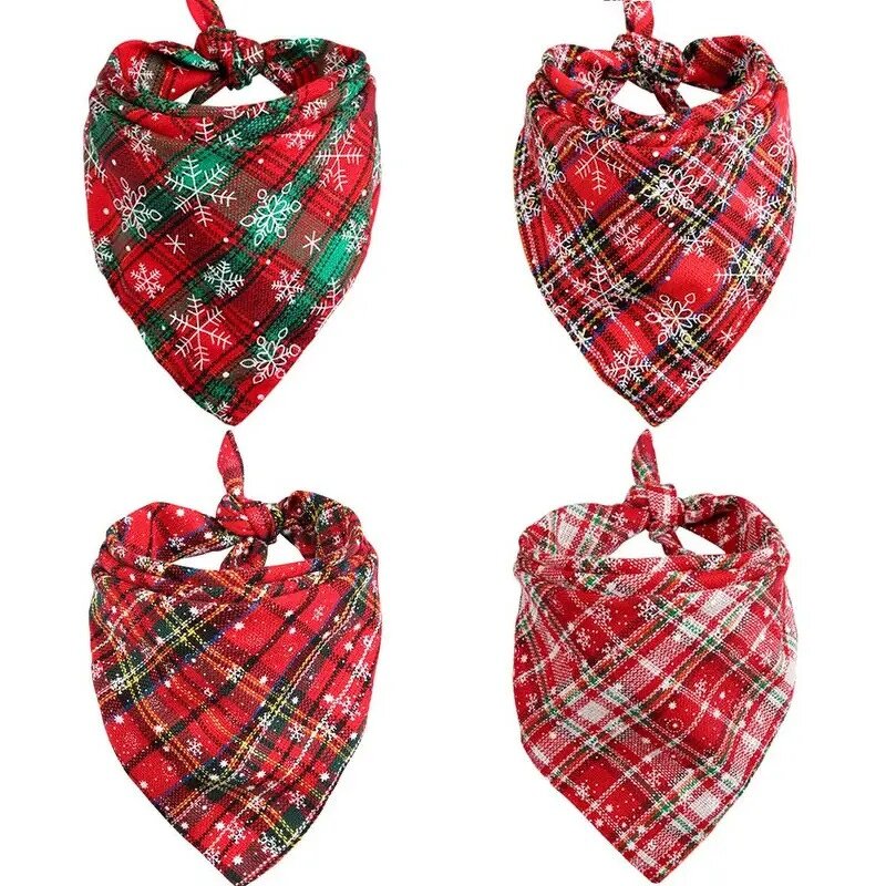 Christmas Pet Scarf Manufacturer - OKKPETS Hot Sale Triangle Plaid Dog Bandanas