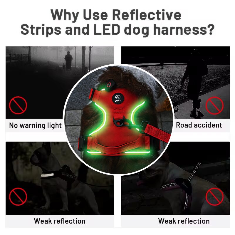 LED Dog Harness Manufacturer - Light Breathable Heavy Duty Custom Reflective QR Code