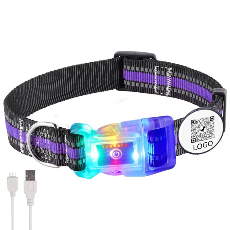 LED Dog Collar Manufacturer - Night Safety Flashing Glow in the Dark QR Code