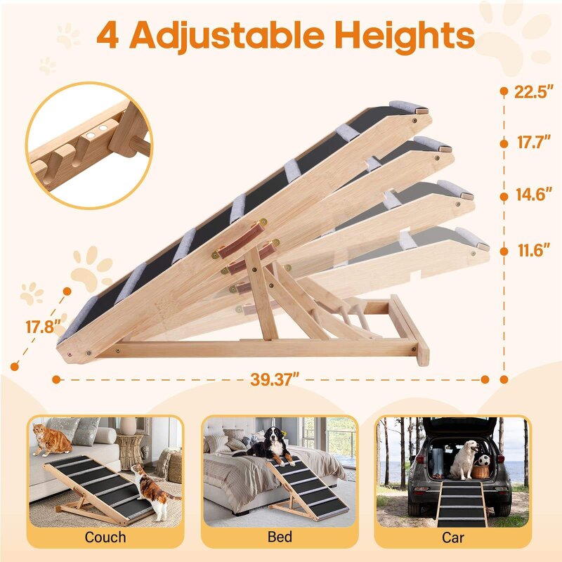Solid Wood Pet Stairs Manufacturer - High-quality Foldable Anti-Slip Ramp Ladder