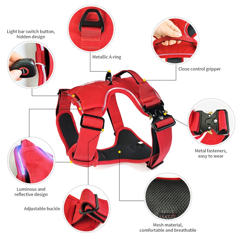 LED Dog Harness Manufacturer - Light Breathable Heavy Duty Custom Reflective QR Code