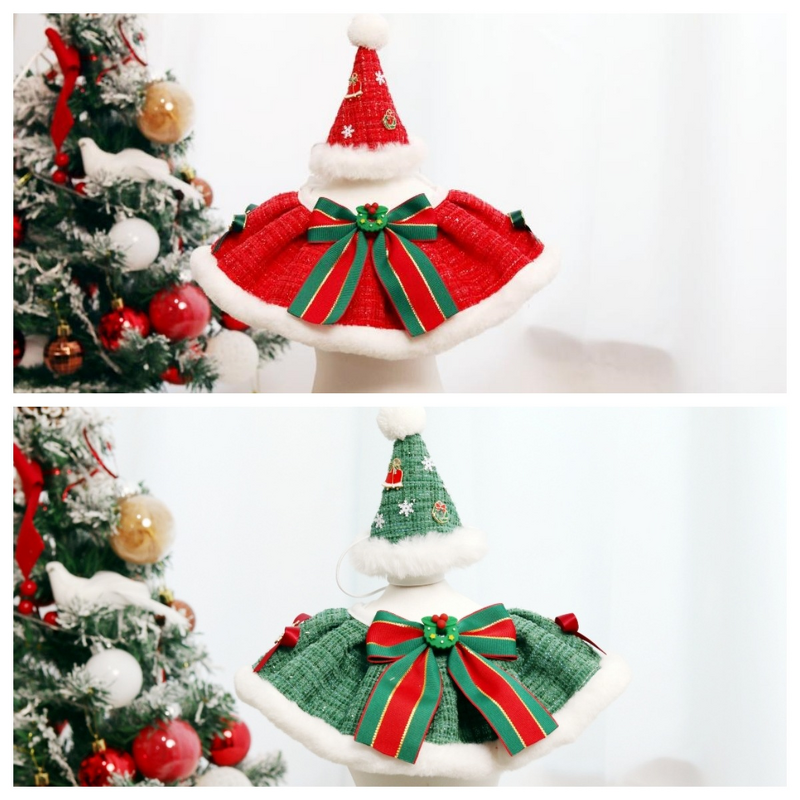 Christmas Pet Set Manufacturer - 2025 Luxury Velvet Collar Santa Hat Bib