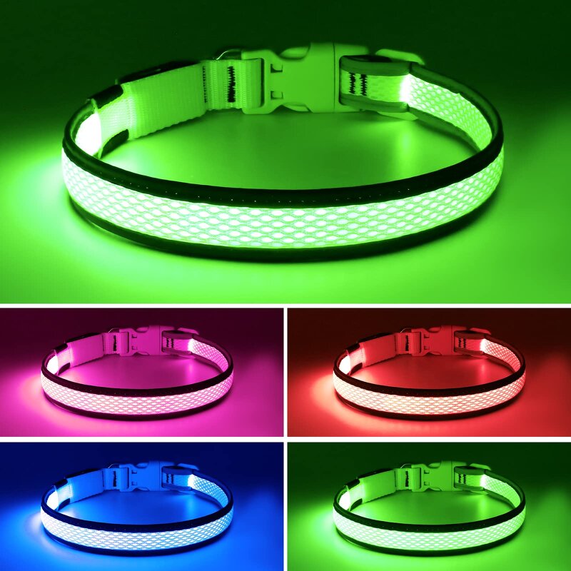 LED Dog Collar Manufacturer - USB Rechargeable Light up Soft Mesh Safety
