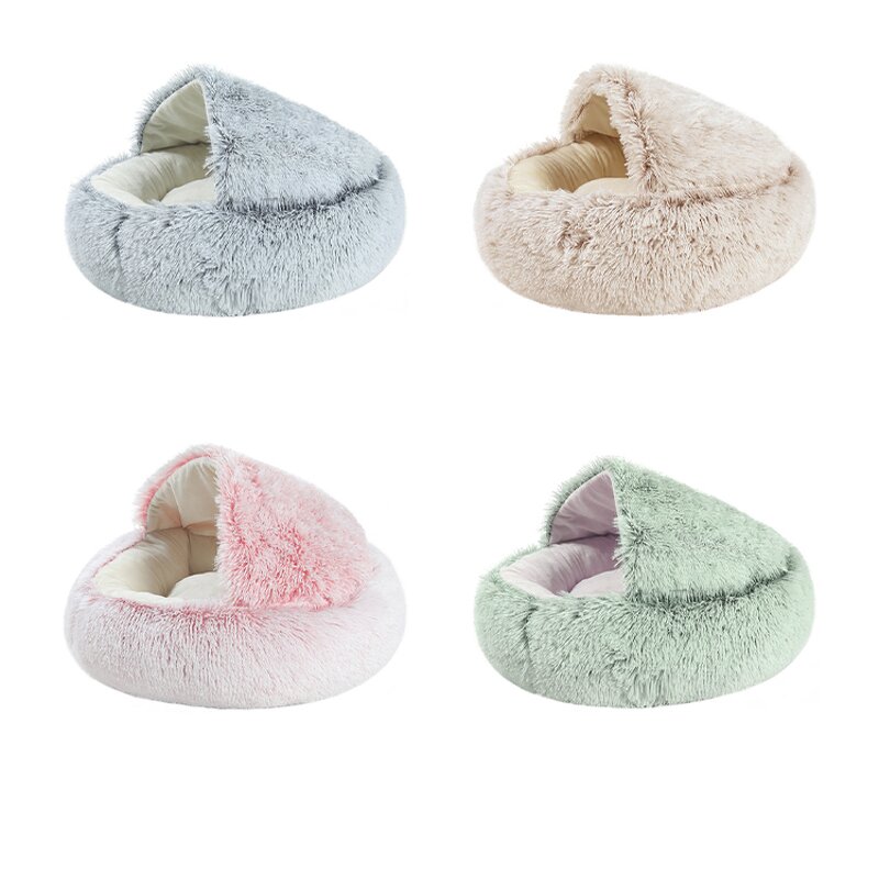 Macaron Round Cat Bed Manufacturer - Luxury Half-Pack Soft Comfortable PP Carton