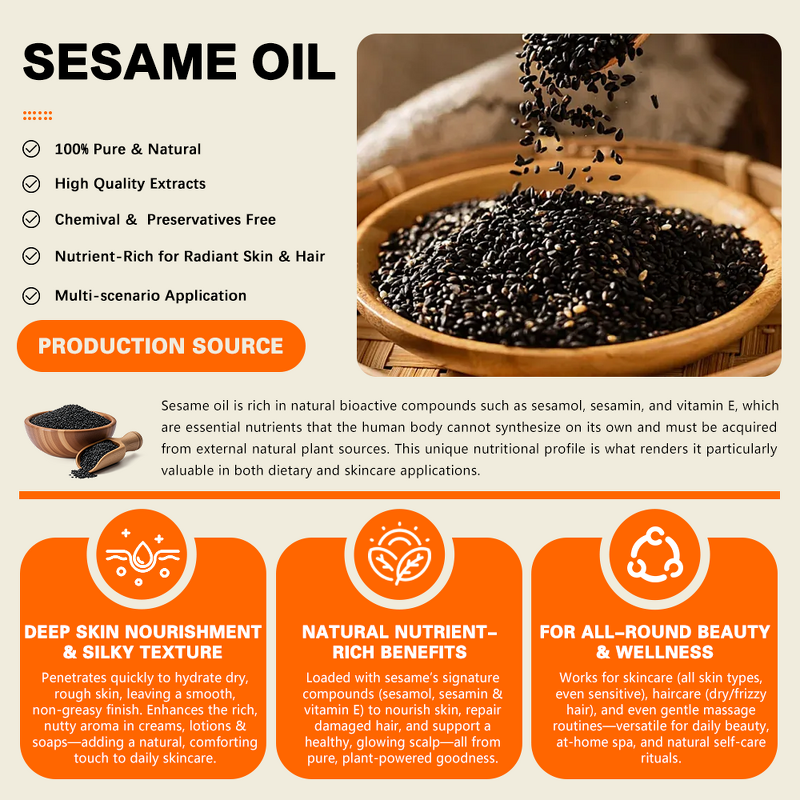 Sesame Seed Oil Factory - 100% Natural Plant-based for Hair Growth Hydration