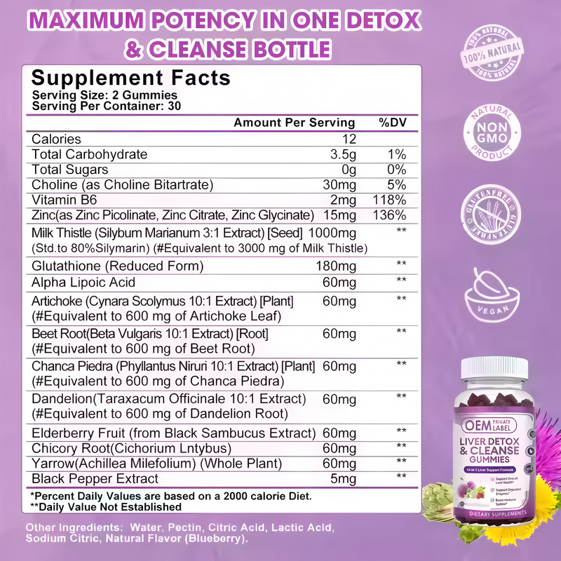 Liver Detox Gummies Factory - Vegetarian Natural Sugar Free Vitamin Gummies