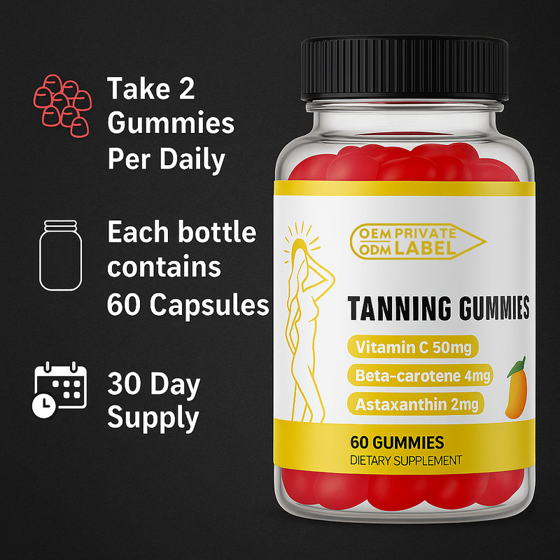 Tanning Gummies Factory - Private Label Astaxanthin Beta-Carotene Organic